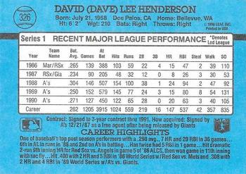 Dave Henderson  baseball card collectible - Main Image 2