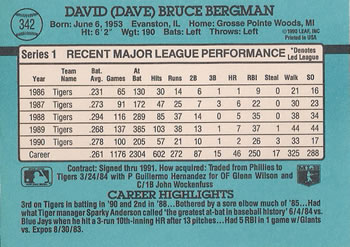 Dave Bergman  baseball card collectible - Main Image 2