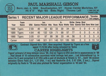 Paul Gibson  baseball card collectible - Main Image 2