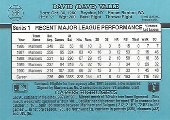 Dave Valle  baseball card collectible - Main Image 2