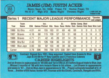 Jim Acker  baseball card collectible - Main Image 2