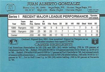 Juan Gonzalez  baseball card collectible - Main Image 2