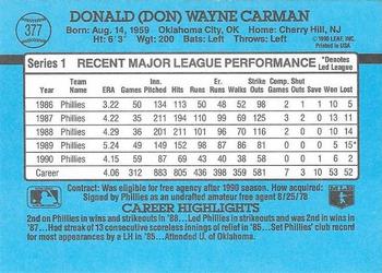 Don Carman  baseball card collectible - Main Image 2