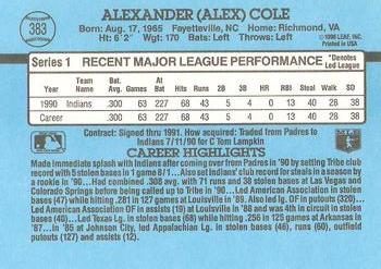Alex Cole  baseball card collectible - Main Image 2