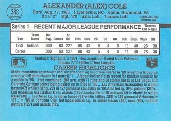 Alex Cole  baseball card collectible - Main Image 2