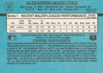 Alex Cole  baseball card collectible - Main Image 2