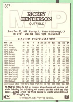 Rickey Henderson  baseball card collectible - Main Image 2