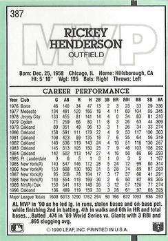 Rickey Henderson  baseball card collectible - Main Image 2