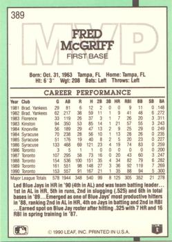 Fred McGriff  baseball card collectible - Main Image 2