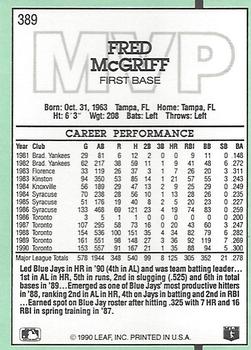 Fred McGriff  baseball card collectible - Main Image 2