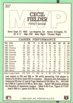 Cecil Fielder  baseball card collectible - Main Image 2