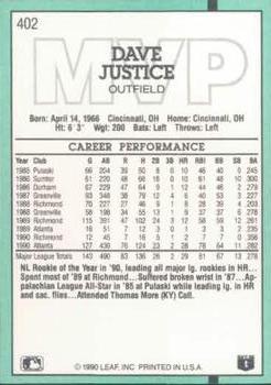 Dave Justice  baseball card collectible - Main Image 2