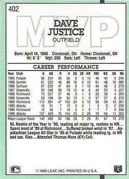 Dave Justice  baseball card collectible - Main Image 2