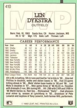 Len Dykstra  baseball card collectible - Main Image 2