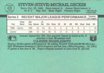 Steve Decker  baseball card collectible - Main Image 2