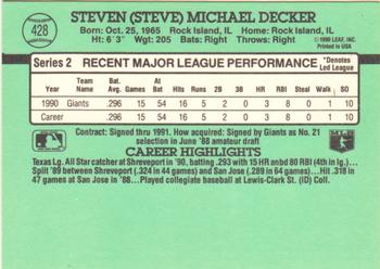 Steve Decker  baseball card collectible - Main Image 2