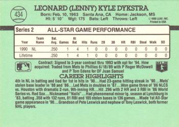 Len Dykstra  baseball card collectible - Main Image 2