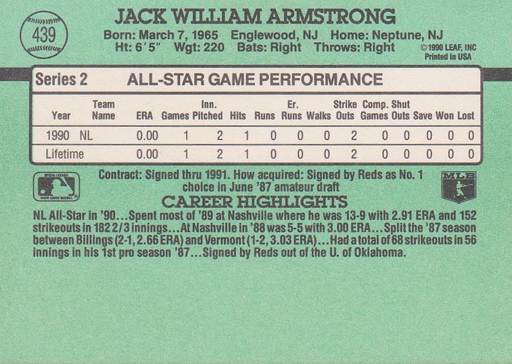 Jack Armstrong  baseball card collectible - Main Image 2