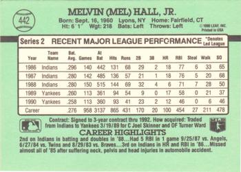 Mel Hall  baseball card collectible - Main Image 2