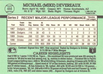 Mike Devereaux  baseball card collectible - Main Image 2