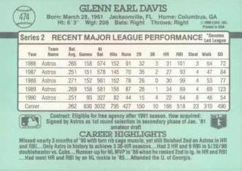 Glenn Davis  baseball card collectible - Main Image 2
