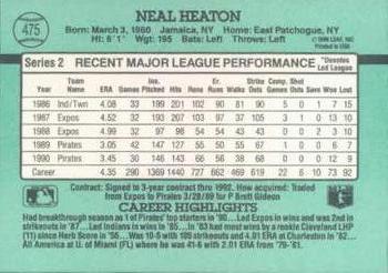 Neal Heaton  baseball card collectible - Main Image 2