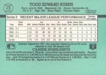 Todd Burns  baseball card collectible - Main Image 2