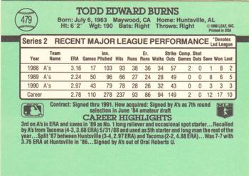 Todd Burns  baseball card collectible - Main Image 2