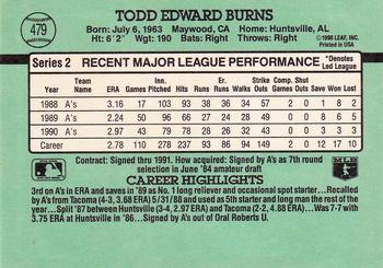 Todd Burns  baseball card collectible - Main Image 2