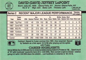 Dave LaPoint  baseball card collectible - Main Image 2
