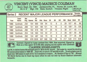 Vince Coleman  baseball card collectible - Main Image 2