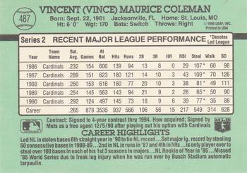 Vince Coleman  baseball card collectible - Main Image 2