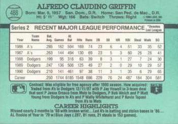 Alfredo Griffin  baseball card collectible - Main Image 2