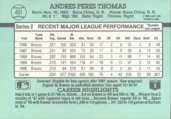 Andres Thomas  baseball card collectible - Main Image 2