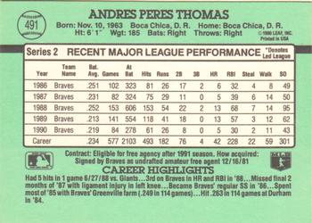Andres Thomas  baseball card collectible - Main Image 2