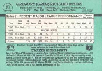 Greg Myers  baseball card collectible - Main Image 2