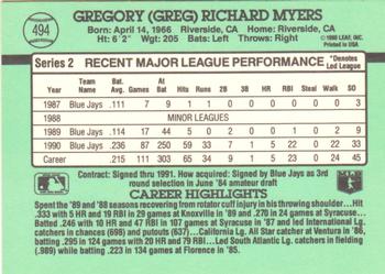 Greg Myers  baseball card collectible - Main Image 2
