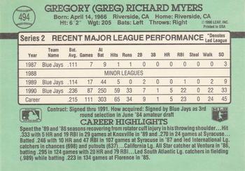 Greg Myers  baseball card collectible - Main Image 2