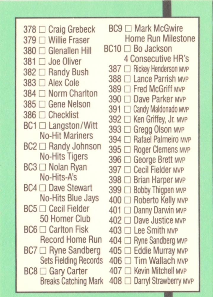 Checklist 332-408, BC1-BC10  baseball card collectible - Main Image 2