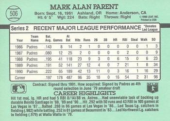 Mark Parent  baseball card collectible - Main Image 2