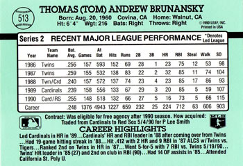 Tom Brunansky  baseball card collectible - Main Image 2