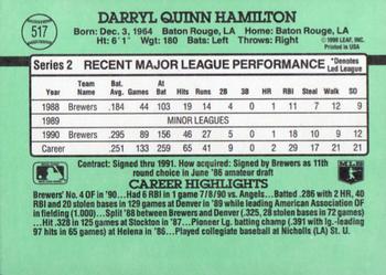 Darryl Hamilton  baseball card collectible - Main Image 2