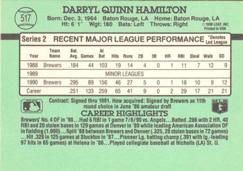 Darryl Hamilton  baseball card collectible - Main Image 2