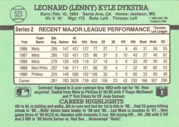 Len Dykstra  baseball card collectible - Main Image 2