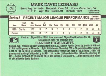 Mark Leonard  baseball card collectible - Main Image 2