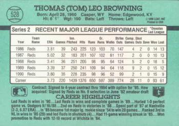 Tom Browning  baseball card collectible - Main Image 2