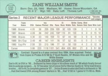 Zane Smith  baseball card collectible - Main Image 2