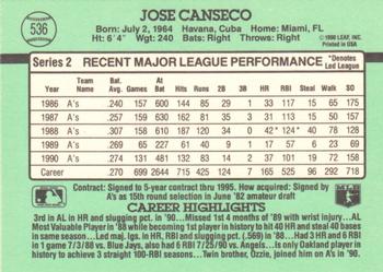 Jose Canseco  baseball card collectible - Main Image 2