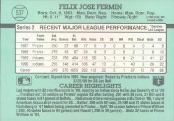 Felix Fermin  baseball card collectible - Main Image 2