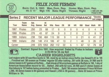 Felix Fermin  baseball card collectible - Main Image 2